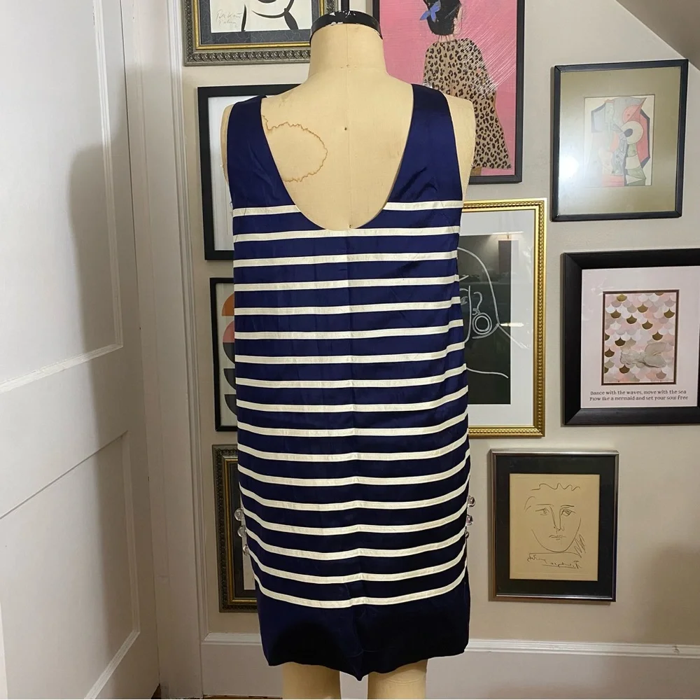 Calypso St. Barth women’s navy blue white silk striped dress sz large - Picture 4 of 10